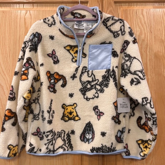 Disney Tops - Disney Winnie the Pooh Pullover XS Fleece Quarter Zip Sweatshirt